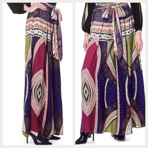 Gorgeous Wide Leg Ethnic Pattern Ribbon Tied Pants